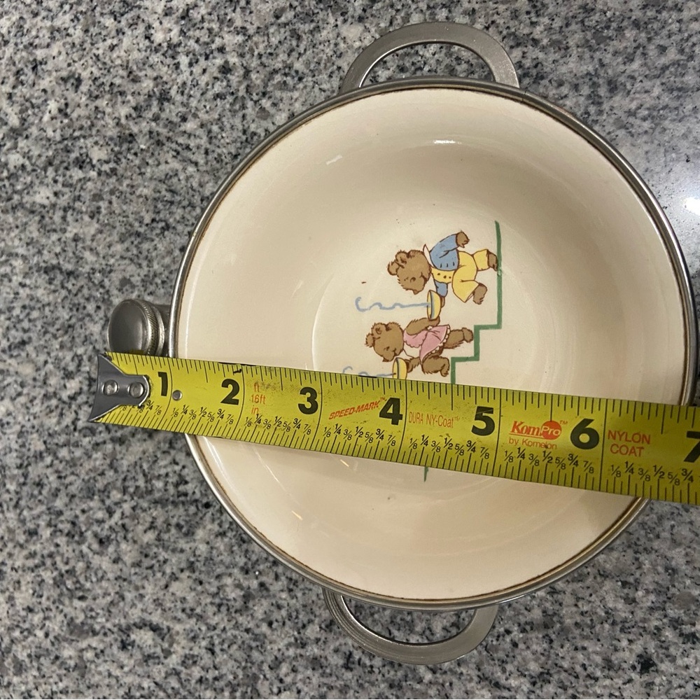 VTG Excello 3 Bears Baby/Child Warming Dish/Bowl on Steel Base Retro Cottagecore - Picture 15 of 17